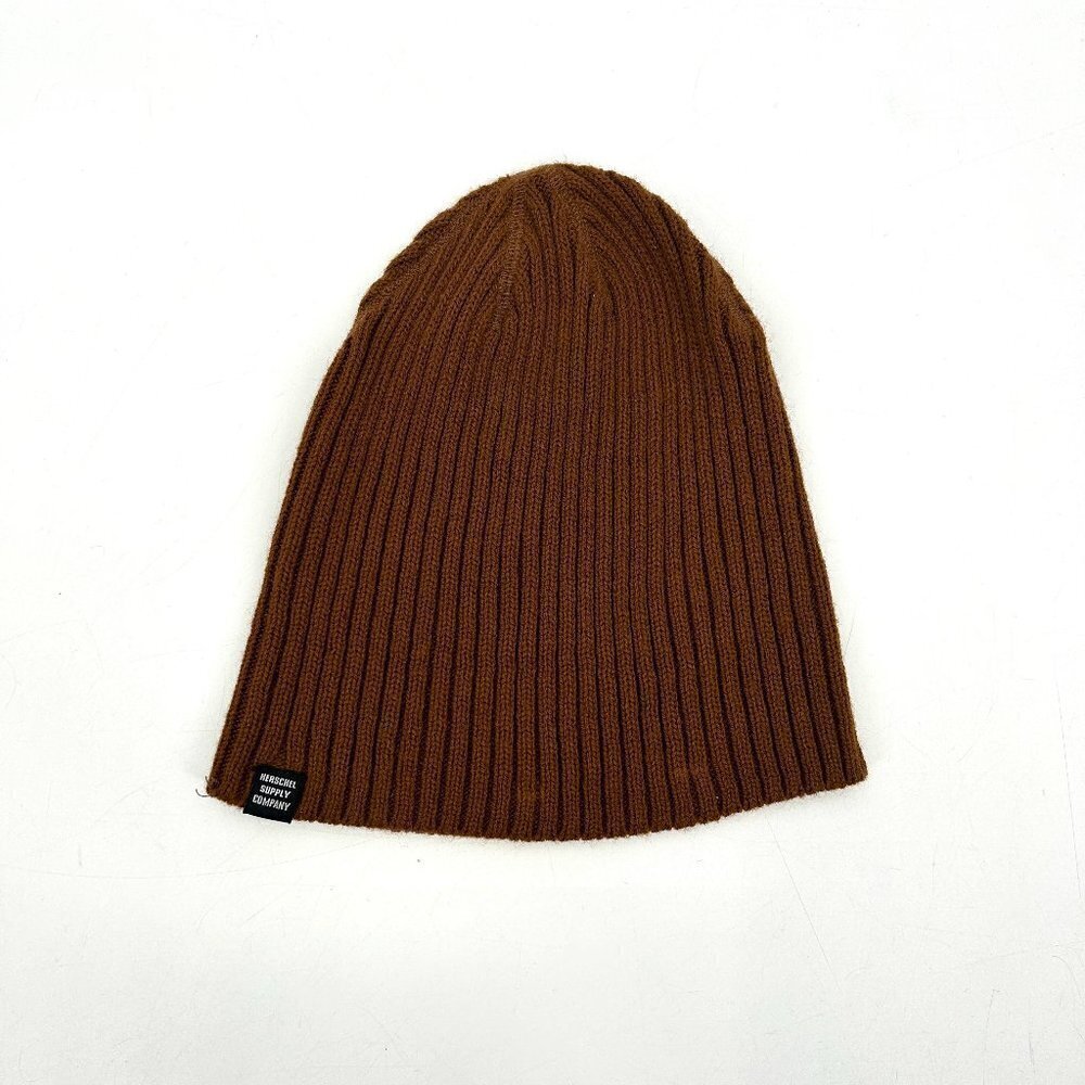 HERSCHEL SUPPLY COMPANY Brown Ribbed Beanie Hat 100% Acrylic